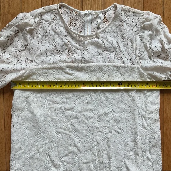 Anthropologie Ivory Parvati Velvet Ruched Lace Blouse Women’s XS Cottage Prairie - Picture 6 of 9